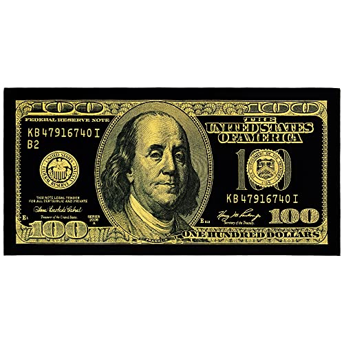 Beachland Strandtuch, 100 Dollar Bill, 76,2 x 152,4 cm, 100 % Baumwolle, Pool-Handtuch, Reisen, Camping, See (1 Handtuch 76,2 x 152,4 cm, Gold Dollar Bill) von Beachland