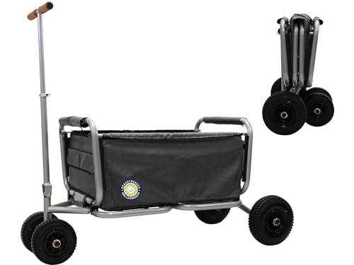 Beachtrekker Life Faltbarer Bollerwagen + Feststellbremse, klappbarer Handwagen mit Luftreifen (Schwarz) von Beachtrekker