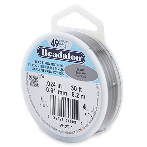 Beadalon JW12T-0 Perlenbesaitungsdraht, 49 Stränge, 0,61 mm, 9,1 m, hell von Beadalon
