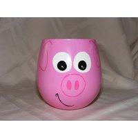 Handbemaltes Schwein Stielloses Weinglas von BeadedFrog