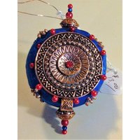 Hand Perlen 2 Inch Königsblau Und Kupfer Ornament Hand Perlen 2 Inch Königsblau Und Kupfer Ornament von BeadedMemoriesByPam