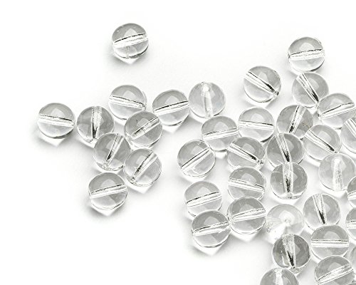 Beads Unlimited 8 mm Glas gepresst Druck, Runde Perlen, 50 Stück von Beads Unlimited