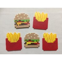 Niedliche Burger Und Fries Kühlschrankmagnete - Pixel Art Food Magnete Home Decor Fast Mcdonalds Wendys King von BeadsByEmily2015