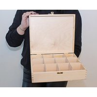12 Fächer Teebox Mit Riegel, Unfertige Aus Holz, Unlackierte Aufbewahrungsbox Decoupage von BeadsCraftsGifts