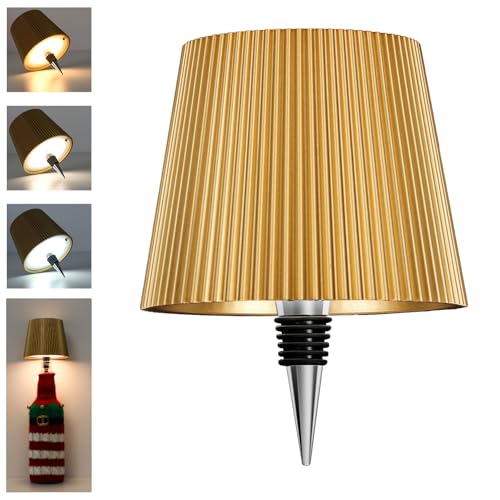 Beaeet Goldene LED-Flaschenlampe, USB-C, kabellos, IP54, 3 einstellbare Töne, für Glasflasche, Tisch, Balkon, Terrasse, Camping, Party Beaeet Goldene LED-Flaschenlampe, USB-C, kabellos, IP54, 3 einstellbare Töne, für Glasflasche, Tisch, Balkon, Terrasse, Camping, Party von Beaeet