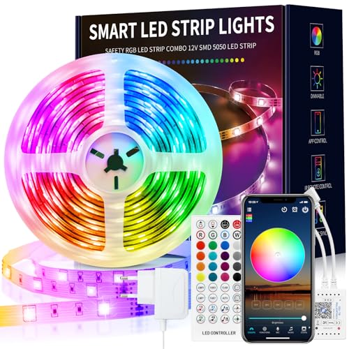 Beaeet LED Strip 10m, LED Streifen 10m Selbstklebend mit Fernbedienung und App, LED Lichterkette LED Band Musik Sync LED Beleuchtung für Zimmer, Küche, Party von Beaeet
