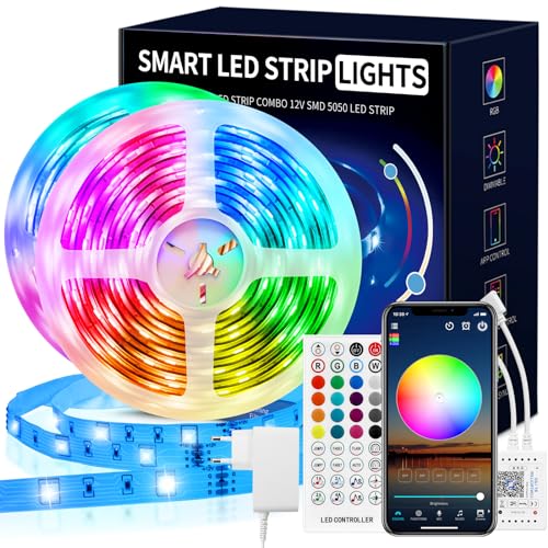 Beaeet LED Strip 20m, RGB LED Streifen Selbstklebend mit Fernbedienung und APP 16 Mio. Farben, Farbwechsel Musik Sync LED Lichterkette für Zuhause, Schlafzimmer, Küche, Party (2 * 10m) von Beaeet