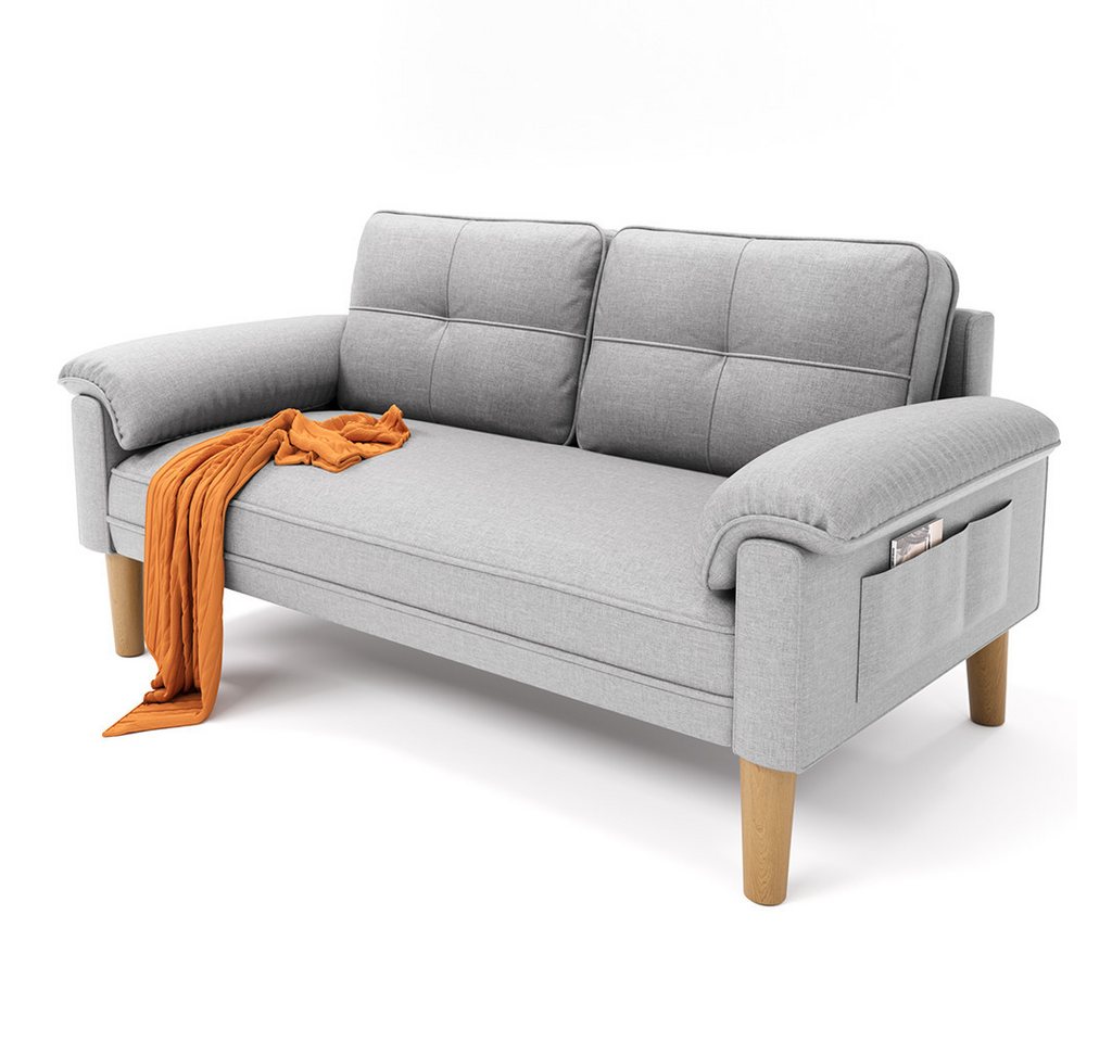 Bealife 2-Sitzer Kleine Couch, mit Armlehne und Seitentasche, 144 x 77 x 77 cm von Bealife