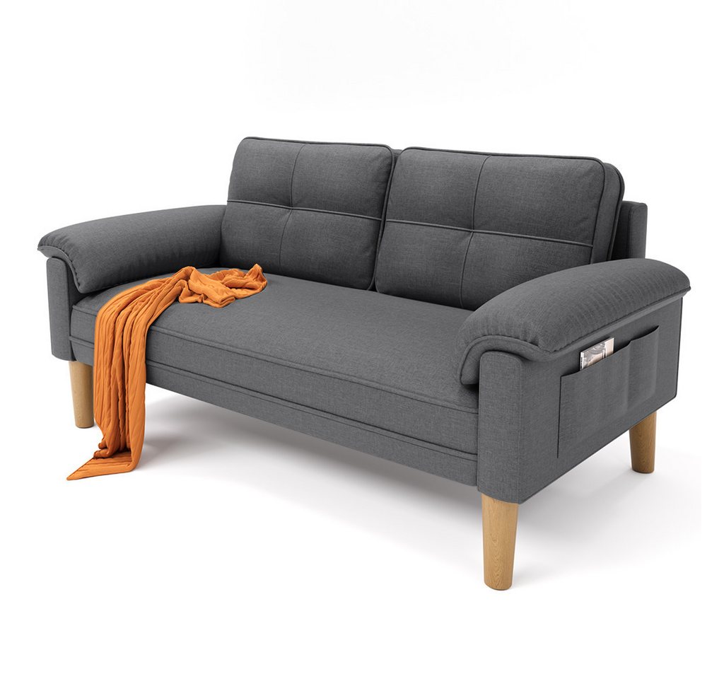 Bealife 2-Sitzer Kleine Couch, mit Armlehne und Seitentasche, 144 x 77 x 77 cm von Bealife