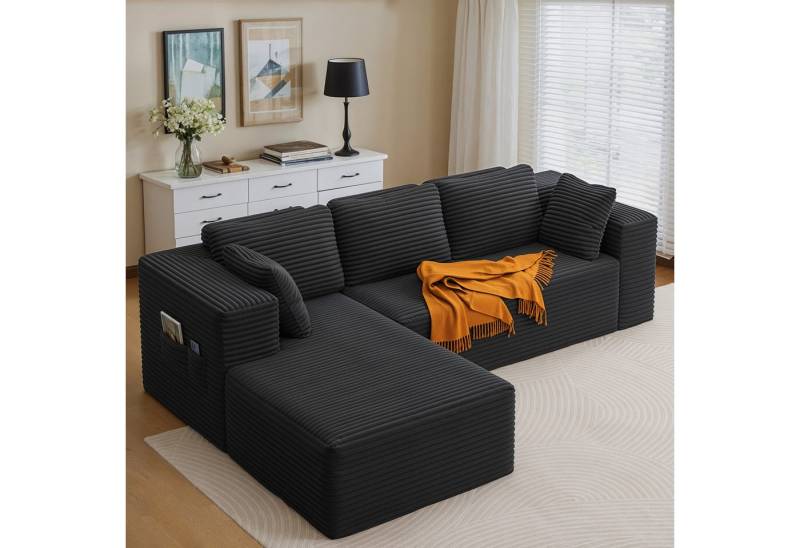 Bealife Ecksofa L-Form, B: 250cm, Keine Montage erforderlich, Modulares Design mit Polstern und Seitentaschen von Bealife
