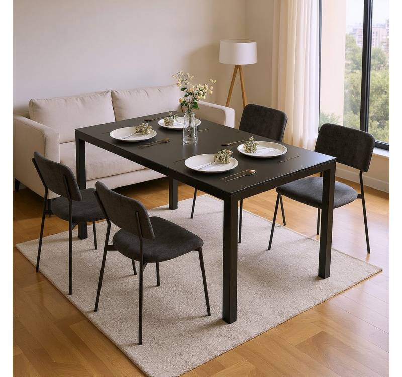 Bealife Essgruppe 5-tlg(Esstisch und 4 stühlen), Küchentisch, Tischplatte aus glas von Bealife