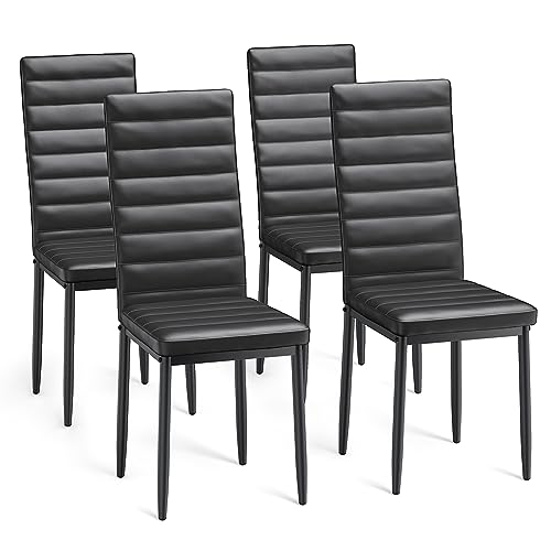 Bealife Esszimmerstühle 4er-Set, Esszimmerstühle-Set für Küche, Esszimmer, Esszimmerstuhl aus Kunstleder mit hoher Rückenlehne, modern, (Black, 4) von Bealife