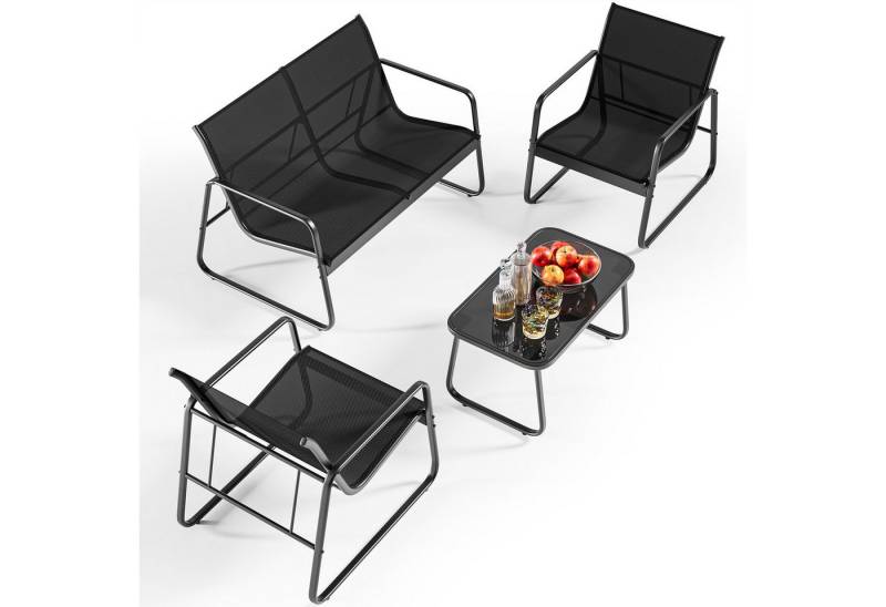 Bealife Gartenlounge-Set 4er Set, 1 Tisch mit 1 Doppelstuhl 2 Einzelstühlen, Garten und Balkon von Bealife
