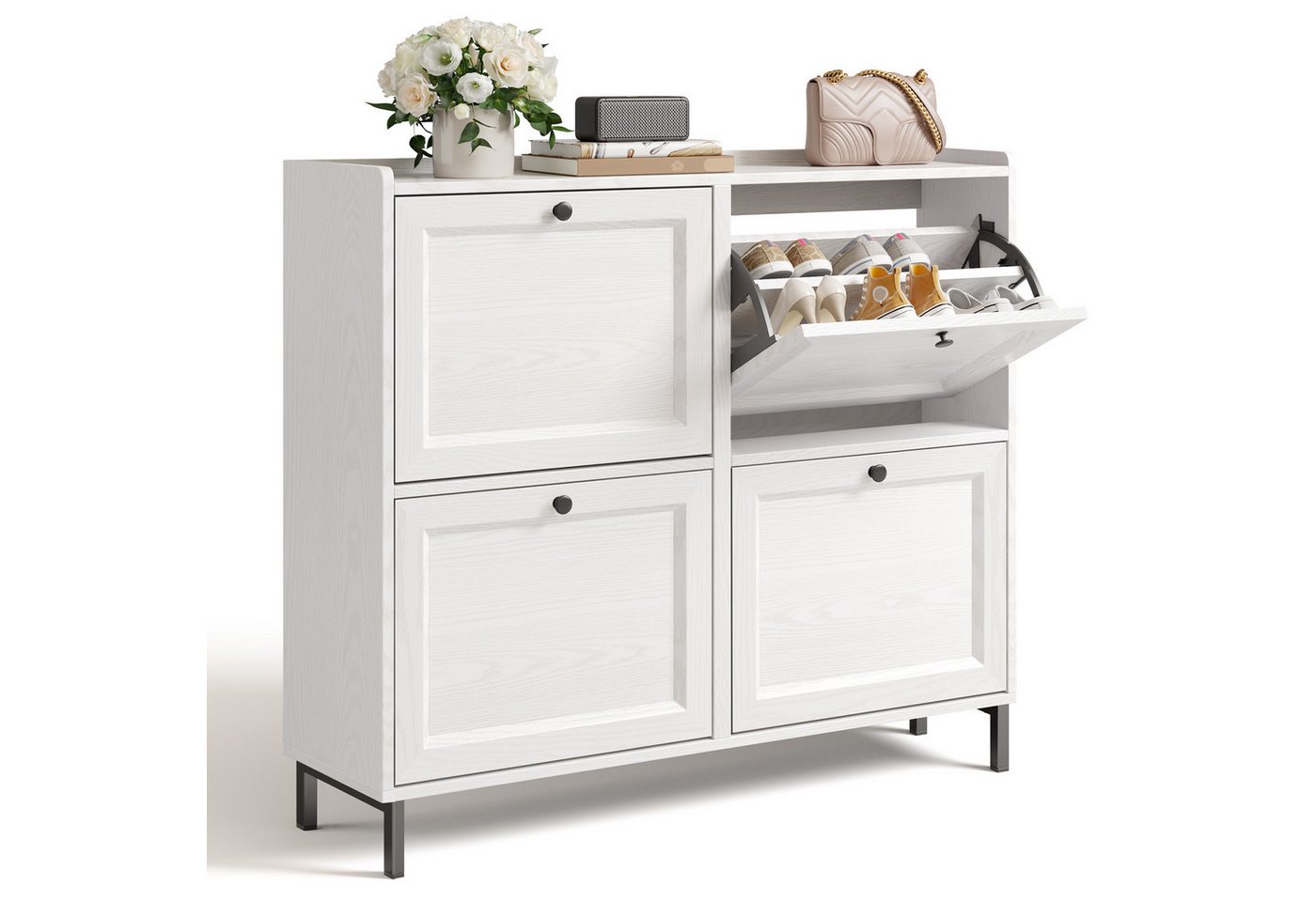 Bealife Schuhschrank mit 4 Klappen und eingezäunter Decke, Kapazität 16 Paar Bealife Schuhschrank mit 4 Klappen und eingezäunter Decke, Kapazität 16 Paar von Bealife