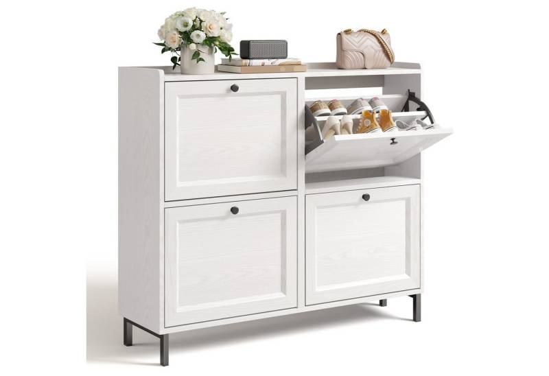 Bealife Schuhschrank mit 4 Klappen und eingezäunter Decke, Kapazität 16 Paar Bealife Schuhschrank mit 4 Klappen und eingezäunter Decke, Kapazität 16 Paar von Bealife