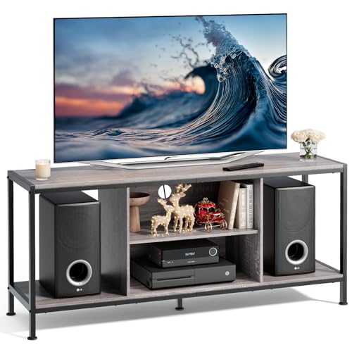 Bealife TV Schrank mit Ablagefach, Lowborad Fernsehschrank, Fernsehtisch für Fernseher bis zu 65 Zoll für Wohnzimmer, Unterhaltungsraum,140x38x61cm(Grau) von Bealife