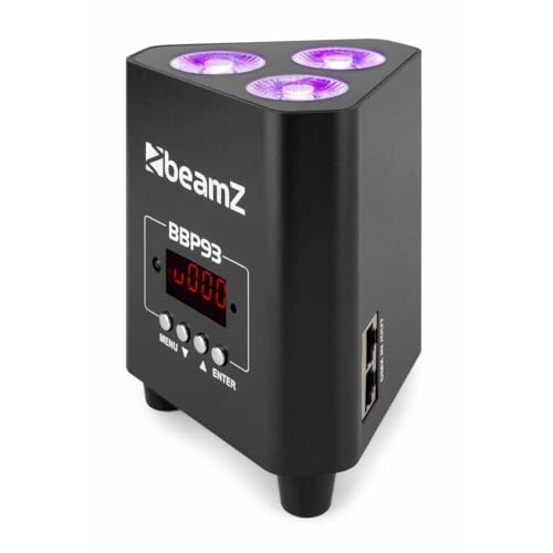 BeamZ BBP93 Akku LED Strahler Uplight, 3x10 Watt Effektstrahler, RGB LED Spot, Bühnenbeleuchtung, Scheinwerfer, Lichteffekte, Fernbedienung, Disco Licht, Partylicht Musikgesteuert, Ambiente Strahler von Beamz