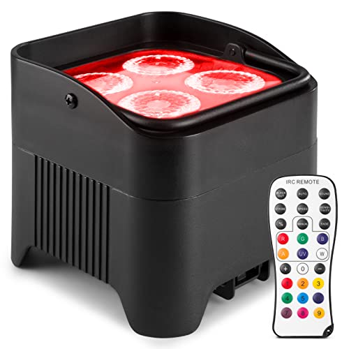 BeamZ BBP94 Akku LED Strahler DMX Uplight, 40 Watt Effektstrahler, RGBAW-UV LED Spot, Bühnenbeleuchtung, Lichteffekte, Fernbedienung, Disco Licht, Partylicht musikgesteuert LED-Strahler von Beamz