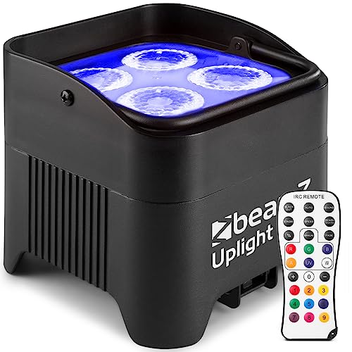 BeamZ BBP94W Akku LED Strahler Wireless DMX Uplight, 40 Watt Effektstrahler, UV, RGB LED Spot, Bühnenbeleuchtung, Lichteffekte, Fernbedienung, Disco Licht, Partylicht musikgesteuert LED-Strahler von Beamz