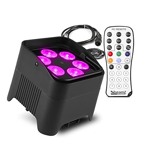 BeamZ BBP96S Uplight LED-Spot zur kabellosen Beleuchtung von Wänden, Trennwänden oder Objekten - u. a. ausgestattet mit eingebautem Akku, 6x 12 W LEDs und Wireless DMX von Beamz