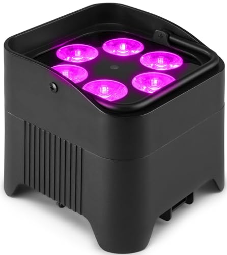 BeamZ BBP96S Uplight LED-Spot zur kabellosen Beleuchtung von Wänden, Trennwänden oder Objekten - u. a. ausgestattet mit eingebautem Akku, 6x 12 W LEDs und Wireless DMX von Beamz