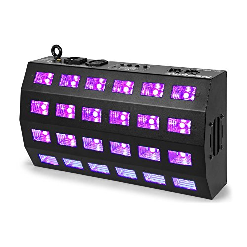 BeamZ BUV463 Schwarzlichtlampe, Schwarzlicht Lampe mit DMX, Schwarzlicht Party, 24x3 Watt UV LED mit 4 Sektionen und Strobo, UV Strahler, Schwarzlicht LED, UV Licht, Schwarzlichtlampe, Blacklight Neon von Beamz