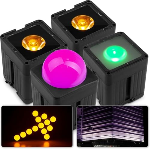 BeamZ Professional Pro KUBE20BK Akku LED Spot 4er Set inkl. Zubehör, IP65 Uplight Outdoor und Indoor, Wireless DMX, Licht Baustein-System mit 20 Watt RGBWA-UV-LEDs, Disco Licht - Schwarz von Beamz