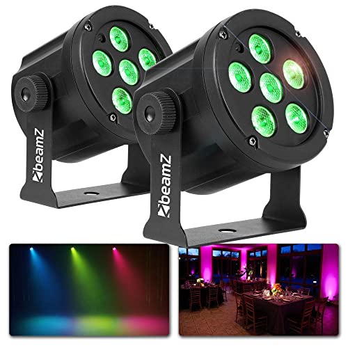 BeamZ SlimPar30 2er Set Discolicht Partylicht Set mit 3x PAR LED Disco Licht Party Lichter, 3 LED-Discoleuchten für Partybeleuchtung oder für DJs, Bühnenbeleuchtung Set von Beamz