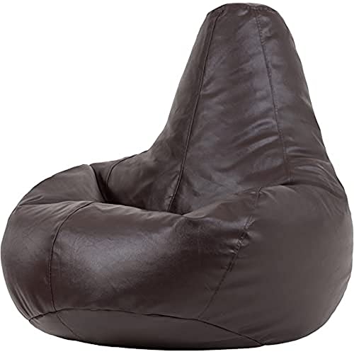 Bean Bag Bazaar Sitzsack aus Kunstleder „Recliner“, Braun, Gamer Sitzsack für Erwachsene und Kinder, Sitzsack mit Füllung von Bean Bag Bazaar