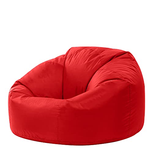 Bean Bag Bazaar Klassischer Sitzsack, Rot, Sitzsack für Erwachsene Groß, Sitzsack mit Füllung, Indoor Outdoor Sitzkissen Wasserabweisend von Bean Bag Bazaar