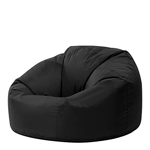 Bean Bag Bazaar Klassischer Sitzsack, Schwarz, Sitzsack für Erwachsene Groß, Sitzsack mit Füllung, Indoor Outdoor Sitzkissen Wasserabweisend von Bean Bag Bazaar