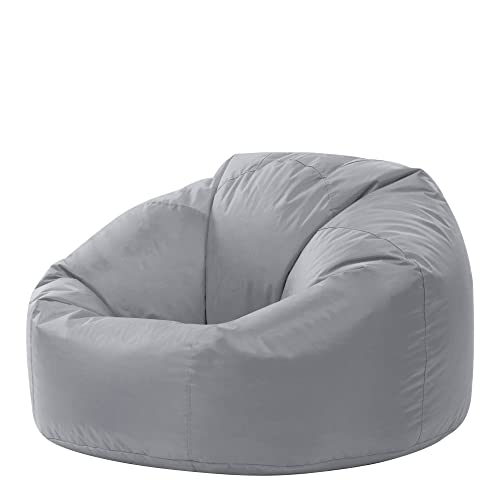 Bean Bag Bazaar Klassischer Sitzsack, Grau, Sitzsack für Erwachsene Groß, Sitzsack mit Füllung, Indoor Outdoor Sitzkissen Wasserabweisend von Bean Bag Bazaar