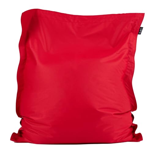 Bean Bag Bazaar Sitzsack Kinder, Rot, Outdoor Sitzsack mit Füllung, Wasserabweisender Stoff, 120cm x 100cm, Kinder Sessel für Draußen und Drinnen, Garten Sessel, Kinderzimmer, Spielzimmer, Garten von Bean Bag Bazaar