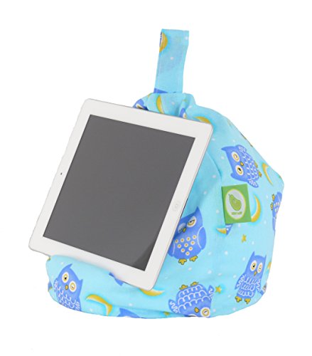 iPad, E-Reader & Bücher Mini BeanBag Sitzsack von Bean Lazy passend für alle Tablets and E-Readers - mit Eulenmotiv, Blau von Bean Lazy