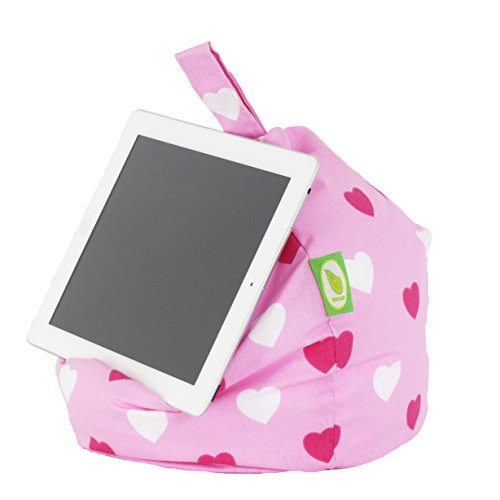 iPad, eReader & Book Mini Sitzsack von Bean Lazy passt für alle Tablets und eReaders - Rosa Herzen von Bean Lazy