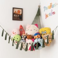 Kinderzimmer Lagerung, Makramee Spielzeug Hängematte, Boho Kinderzimmer, Baby-Dusche-Geschenk, Squishmallow Hängematte H20 von BeanDaikon