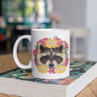 Blumen Waschbär Tasse, Kaffeebecher, Becher, Reisebecher, Bierdosenhalter Kühler, Wasserflasche von BeanMugs