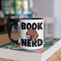 Buch Nerd Tasse, Lustiger Buchleser, Bibliothekar Kaffeebecher, Becher, Reisebecher, Bierdosenhalter Kühler, Wasserflasche von BeanMugs