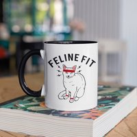 Feline Fit Tasse, Lustige Katze Workout Fitness Kaffeebecher, Becher, Reisebecher, Bierdosenhalter Kühler, Wasserflasche von BeanMugs