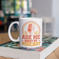 Frage Mich Nach Meiner Podcast Tasse, Lustiger Podcaster Kaffeebecher, Host, Tumbler, Reisebecher, Bierdosenhalter Kühler, Wasserflasche von BeanMugs