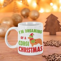 Geträumt Von Einer Corgis Weihnachtstasse, Lustige Hund Kaffeebecher, Becher, Reisebecher, Bierdosenhalter Kühler, Wasserflasche von BeanMugs