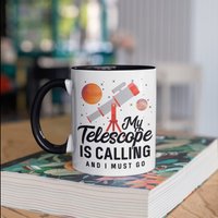 My Telescope Is Calling Tasse, Lustiger Astronom, Astronomie Kaffeebecher, Becher, Reisebecher, Bierdosenhalter Kühler, Wasserflasche von BeanMugs