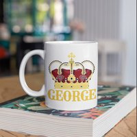 Personalisierte Krone Tasse, King Crown George Custom Tasse Kaffeebecher, Becher, Reisebecher, Bierdosenhalter Kühler, Wasserflasche von BeanMugs