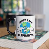 Save The Elephants Tasse, Süßer Elefant Kaffeebecher, Anti Poaching, Tumbler, Reisebecher, Bierdosenhalter Kühler, Wasserflasche von BeanMugs