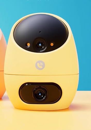 Beans View 2K-Sicherheitskamera für Innenräume, Farb-Nachtsicht, 360° Ansicht, WLAN Haustier/Hund/Katze Kamera mit menschlicher Bewegungserkennung & Verfolgung, Babyphone, 2.4 GHz (D210 3MP Gelb) von Beans View