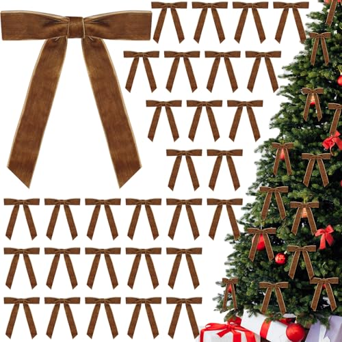 30 Stück Weihnachts-Samtkranz-Schleifen, 12,7 x 17,8 cm, Vintage-Samtband, rustikales Handwerk, Geschenkschleifen für drinnen und draußen, Kränze, Girlande, Urlaub, Weihnachtsbaum, Verpackung 30 Stück Weihnachts-Samtkranz-Schleifen, 12,7 x 17,8 cm, Vintage-Samtband, rustikales Handwerk, Geschenkschleifen für drinnen und draußen, Kränze, Girlande, Urlaub, Weihnachtsbaum, Verpackung von BeapTcely