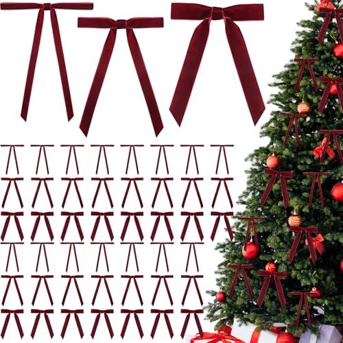 45 Stück Weihnachts-Samtschleifen, 12,7 x 17,8 cm, Kranzschleife, 3 Größen, rustikale Bastelschleifen, Vintage-Band, Weihnachts-Baumschleife für Heimdekoration, Burgunderrot, 12,7 x 17,8 cm 45 Stück Weihnachts-Samtschleifen, 12,7 x 17,8 cm, Kranzschleife, 3 Größen, rustikale Bastelschleifen, Vintage-Band, Weihnachts-Baumschleife für Heimdekoration, Burgunderrot, 12,7 x 17,8 cm von BeapTcely