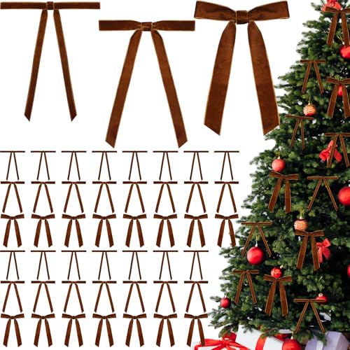 45 Stück Weihnachts-Samtschleifen, 12,7 x 17,8 cm, Kranzschleife, 3 Größen, rustikale Bastelschleifen, Vintage-Band, Weihnachtsschleife aus Samt, Baumschleife für Heimdekoration (Khaki, 12,7 x 17,8 cm 45 Stück Weihnachts-Samtschleifen, 12,7 x 17,8 cm, Kranzschleife, 3 Größen, rustikale Bastelschleifen, Vintage-Band, Weihnachtsschleife aus Samt, Baumschleife für Heimdekoration (Khaki, 12,7 x 17,8 cm von BeapTcely