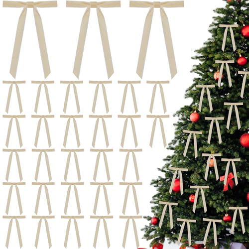 Weihnachts-Samtkranz-Schleifen, 12,7 x 17,8 cm, Vintage-Samtband, rustikales Handwerk, Geschenkschleifen für drinnen und draußen, Kränze, Girlande, Urlaub, Weihnachtsbaum, Verpackung, Handwerk (Beige Weihnachts-Samtkranz-Schleifen, 12,7 x 17,8 cm, Vintage-Samtband, rustikales Handwerk, Geschenkschleifen für drinnen und draußen, Kränze, Girlande, Urlaub, Weihnachtsbaum, Verpackung, Handwerk (Beige von BeapTcely