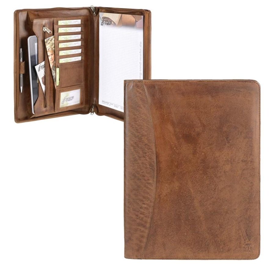 Bear Schreibmappe Leder A4 mit Reißverschluss "Dino" cognac CL7793 von Bear Design
